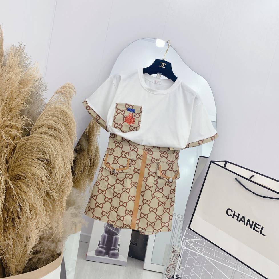 [ 𝐅𝐑𝐄𝐄 𝐒𝐇𝐈𝐏 ]  SET ÁO NẮP TÚI LOGO CHÂN VÁY CHỮ