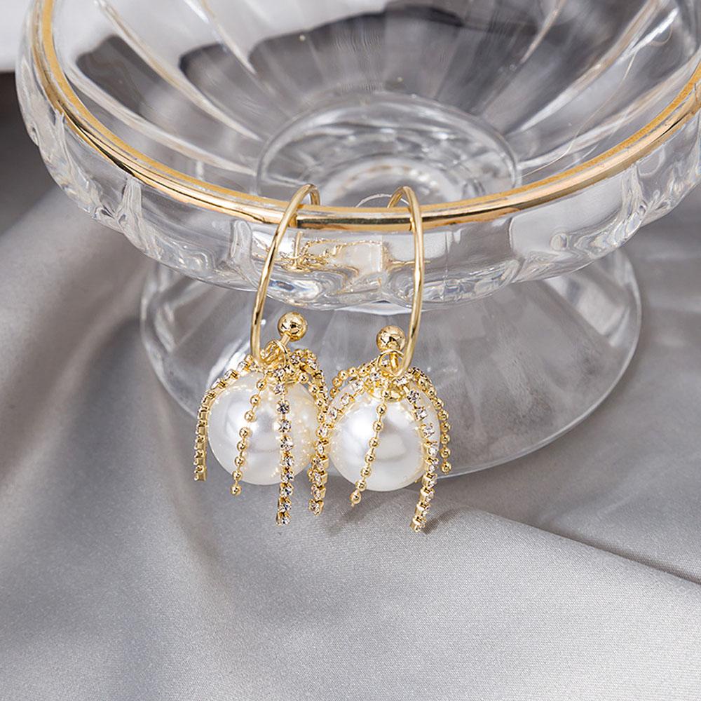 JARRED Khuyên Tai Dáng Dài Đính Đá Pha Lê Tròn Thời Trang Dự Tiệc Cưới