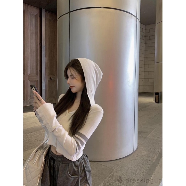 Áo khoác cardigan cổ chữ V tay dài họa tiết kẻ sọc có túi thời trang cho nữ