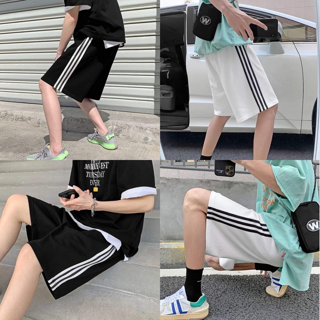 Quần Short thể thao 3 sọc kiểu dáng Unisex nam nữ