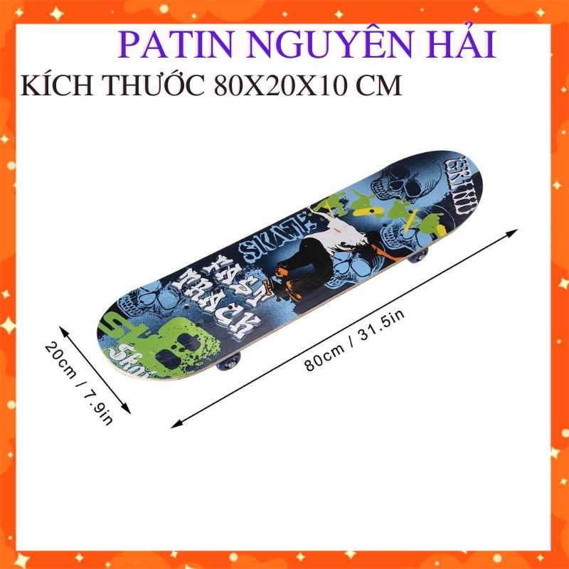 Ván trượt skateboard 80cm ép 7 lớp gỗ phong - PATIN NGUYÊN HẢI