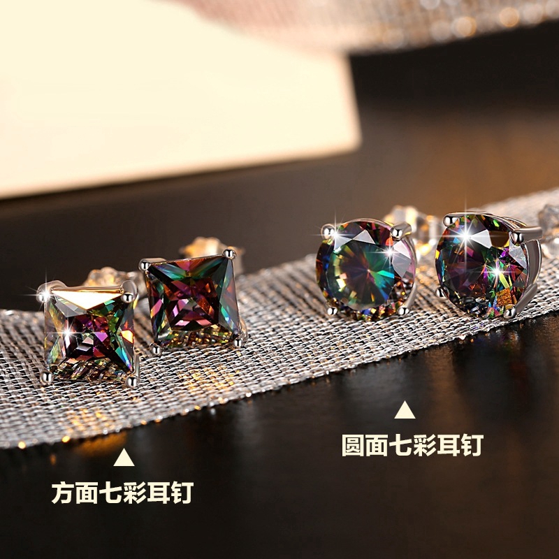 Diamond Color S925 Silver Men Women Cool Earrings