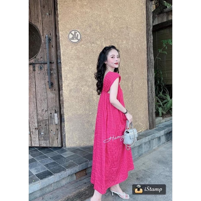Váy suông nữ kẻ hai dây to 4 màu dáng suông rộng năng động thanh lichI Trần Hân Shop 3007311