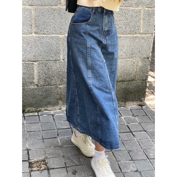CHÂN VÁY JEANS NỮ XOÈ DÁNG DÀI ULZZANG
