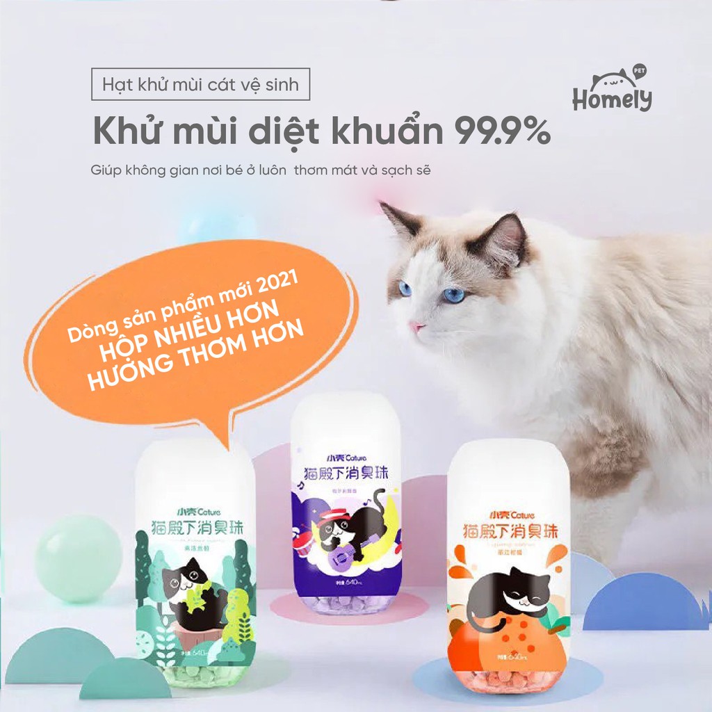 Hạt Khử Mùi Cature Viên Thơm Khử Mùi Diệt Khuẩn Cát Vệ Sinh Mèo hộp 640ml - Homely Pet