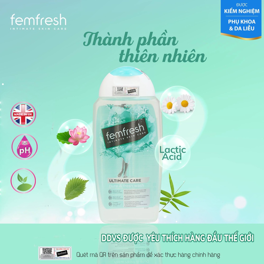 Dung Dịch Vệ Sinh Phụ Nữ Femfresh Ultimate Care Pure &amp; Fresh (250ml)