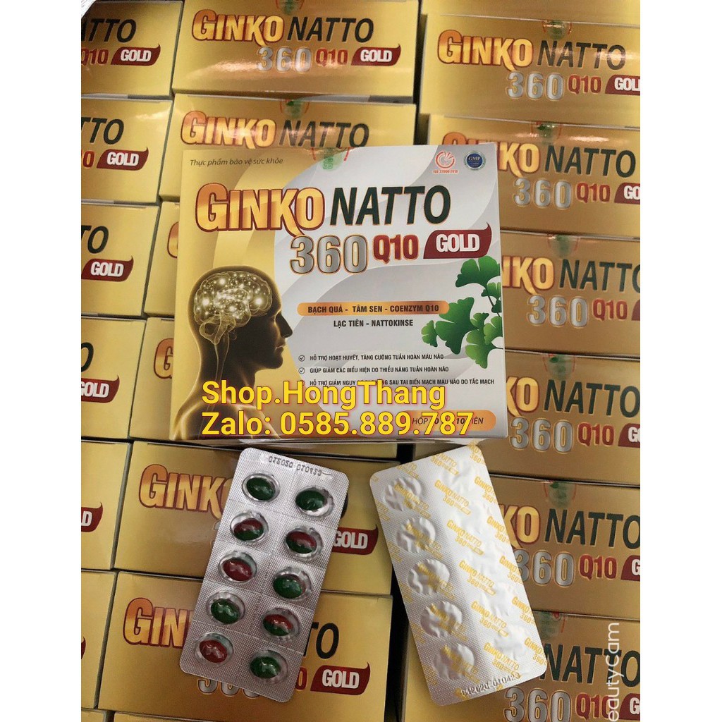 Ginkgo Natto 360 Q10 Gold trí nhớ và chứng mất ngủ hoạt huyết dưỡng não, đau đầu chóng mặt, ngủ không ngon giấc