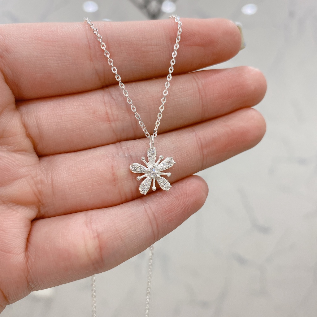 Dây Chuyền Bạc Ta Cao Cấp CaoBac Silver Thiết Kế Hoa Tuyết Năm Cánh Tinh Tế Nhẹ Nhàng, Thanh Lịch Cho Bạn Gái
