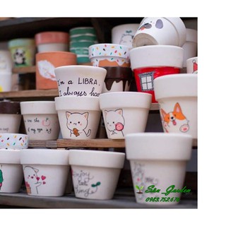 Chậu đất nung trắng