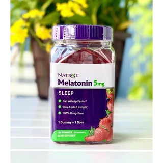 Gummies hỗ trợ ngủ ngon Natrol Melatonin 5mg 180 Viên Mới - Kẹo Dâu hỗ trợ ngủ ngon