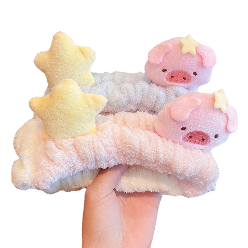 Băng Đô Cài Tóc Phủ Lông Chống Trượt Hình Chú Heo Dễ Thương Thời Trang Thu Đông Nhật Hàn 2022