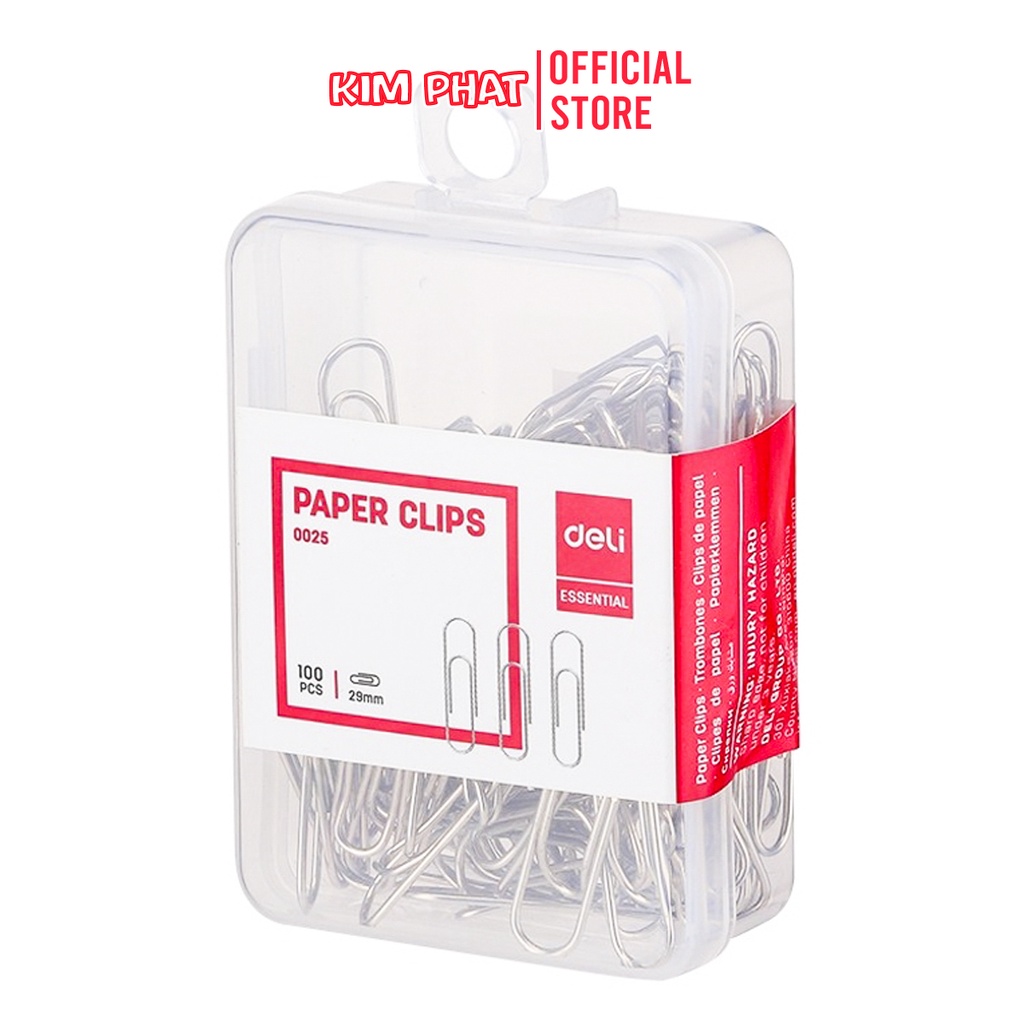 Ghim cài, Kẹp giấy Deli E0025 (Hộp 100 cái)