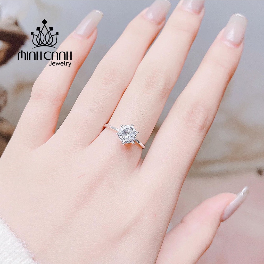 Nhẫn Bạc Trơn 6 Chấu Đá 6 Li Phiên Bản Cao Cấp - Minh Canh Jewelry