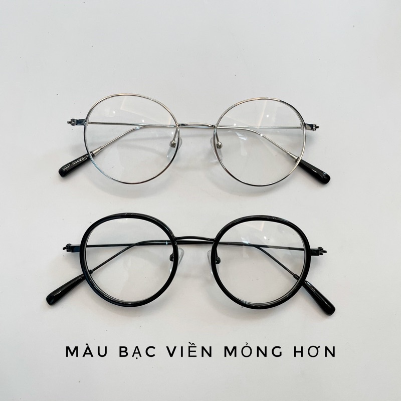 Kính gọng tròn vintage mẫu mới 1203 chống ánh sáng xanh, UV400, gọng kim loại không độ Jolie eyewear