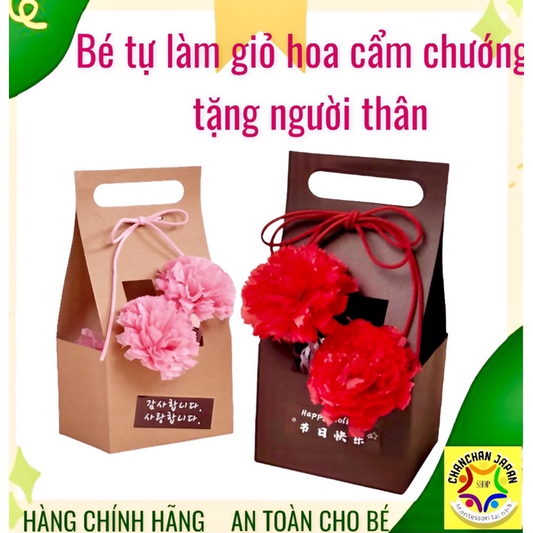 Hoa cẩm chướng giấy DIY sáng tạo cho bé. Tự làm giỏ hoa làm quà tặng