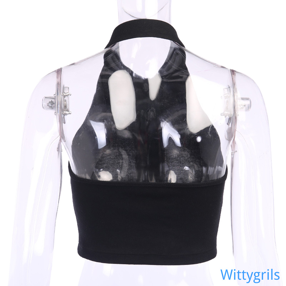 Wittygirls_shop | Áo Croptop sát nách màu sắc thanh lịch thiết kế cổ chữ V quyến rũ | BigBuy360 - bigbuy360.vn