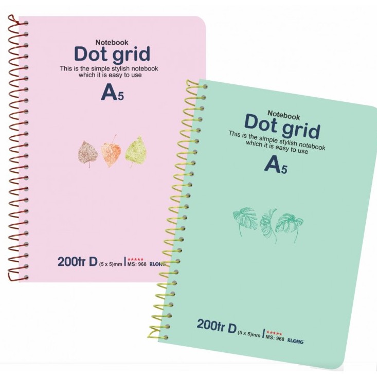 Sổ lò xo đơn ruột chấm Dot Grid A5 - 200 trang; MS 968