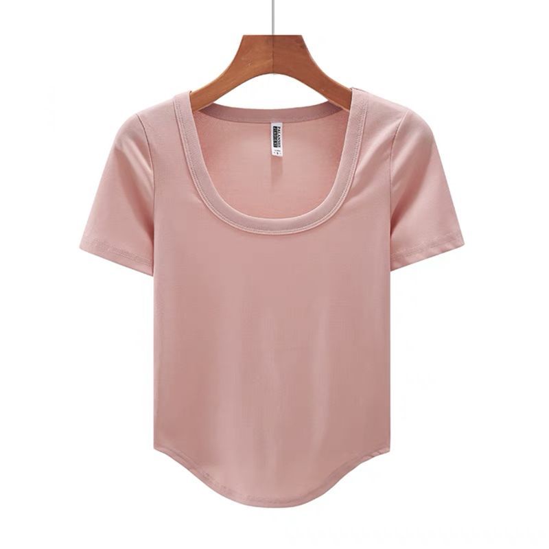 Áo thun JSC ngắn tay ôm dáng phong cách cổ điển Mỹ cho nữ