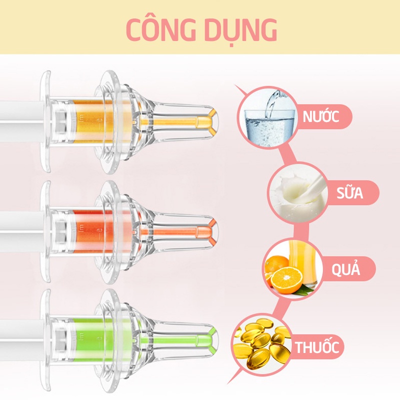 Dụng cụ uống thuốc dạng XI LANH đầu silicon mềm an toàn cho bé - 1 cái