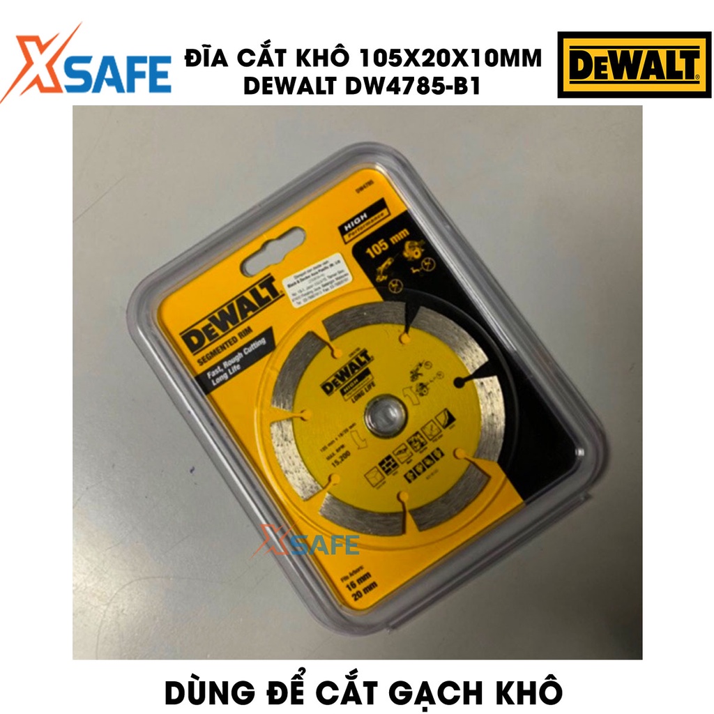 Đĩa cắt khô DEWALT DW4785-B1 105x20x10mm công nghệ Mỹ Lưỡi cắt DeWalt đường kính lưỡi cắt 105mm, dùng cắt gạch khô
