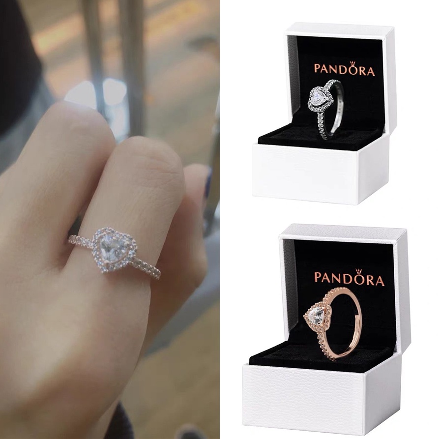 Nhẫn Đính Hôn Bạc 925 Hình Trái Tim Đính Đá Cz Pandora