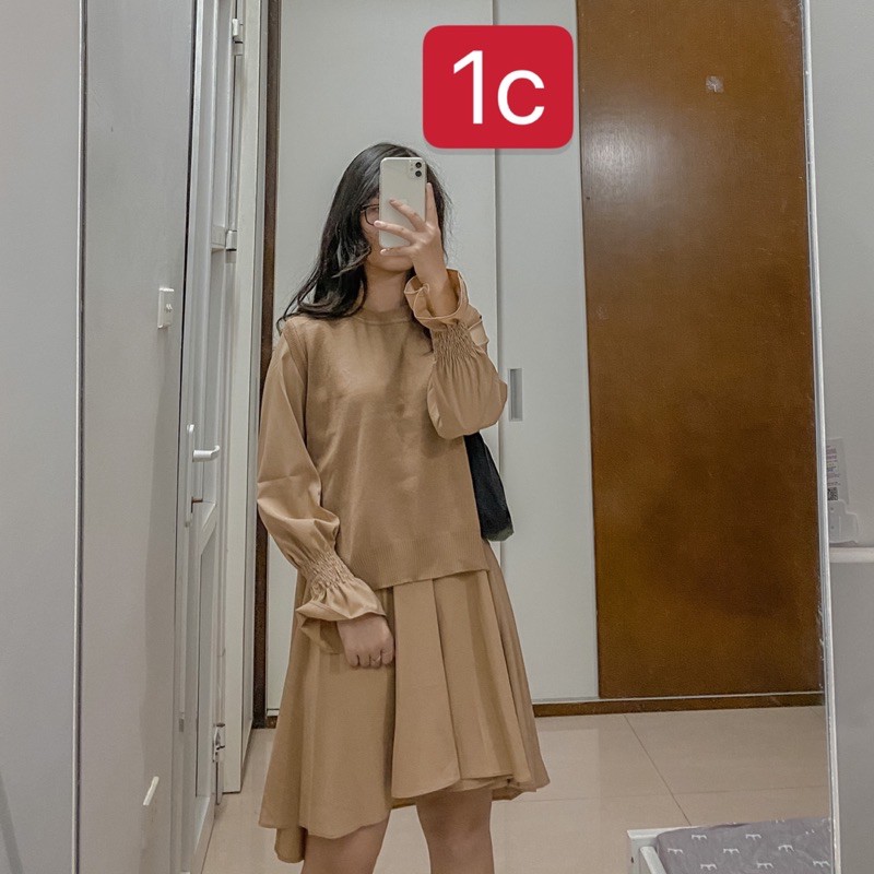 ảnh thật - set váy nâu