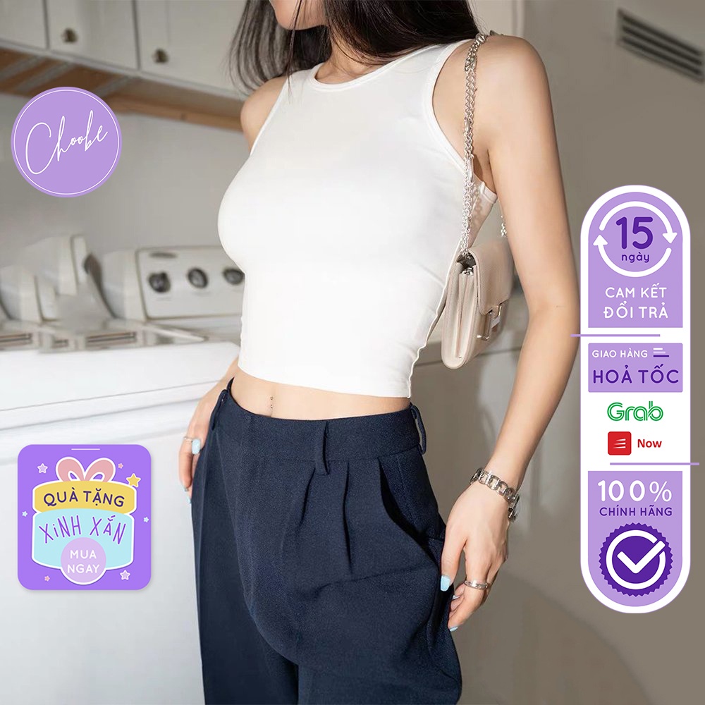 Áo croptop nữ Choobe sát nách ba lỗ thun không tay kiểu ôm body tank top vải cotton co giãn tốt A17 - Hàng nhập khẩu