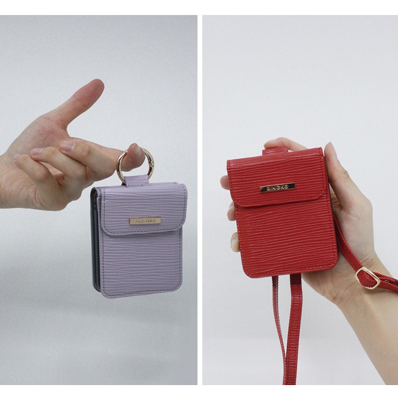 Bao Da Điện Thoại PU Dạng Ví Nắp Lật Có Dây Đeo Vai Và Ngăn Đựng Thẻ Cho Samsung GALAXY Z Flip 4 / Z Flip 3