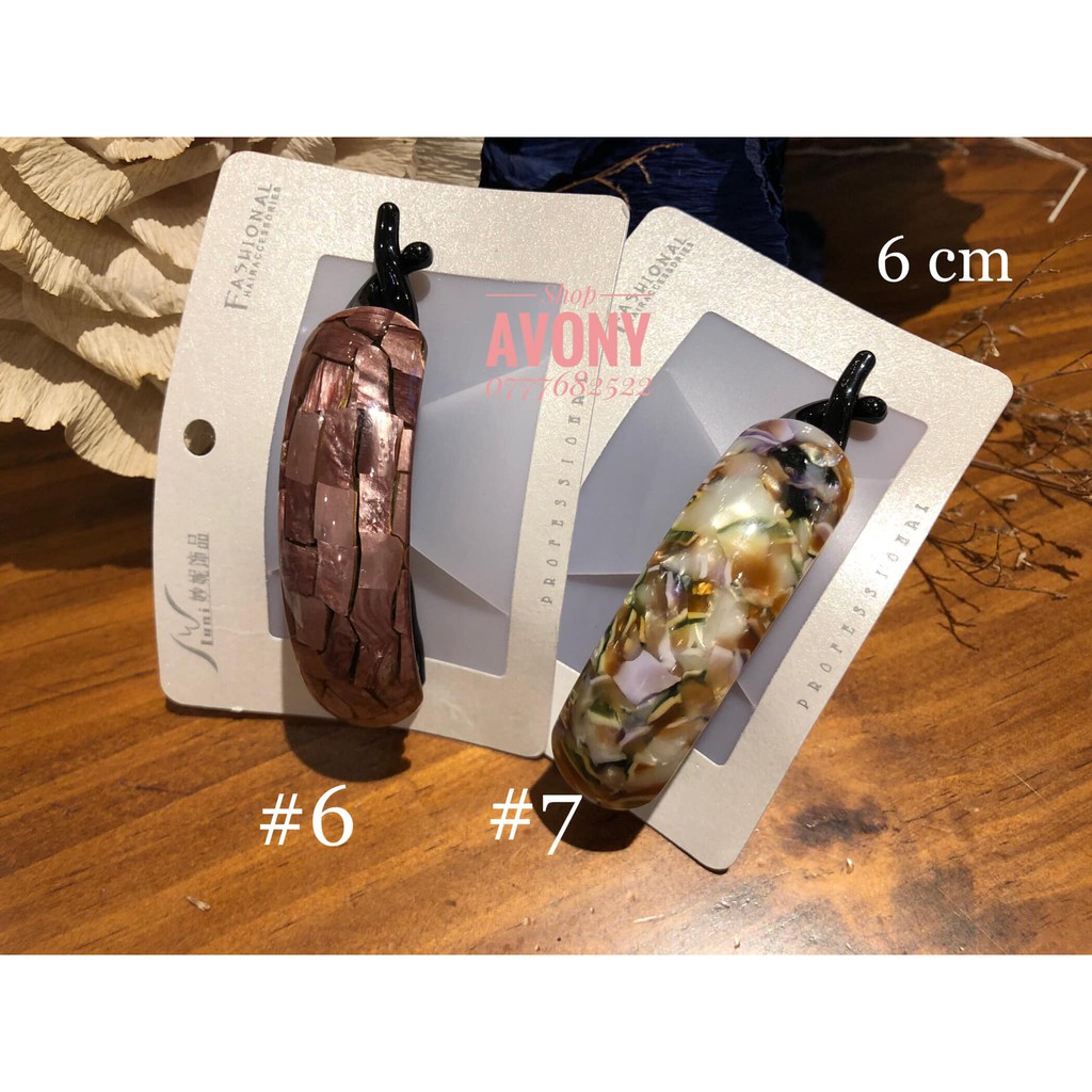6 cm Kẹp tóc ngang Kẹp tóc chéo Kẹp cóc Kẹp nghoéo ánh xà cừ