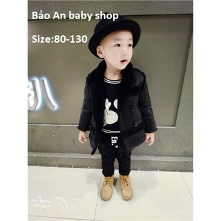 áo khoác da lót lông tay  dài bé trai  màu đen từ 2 đến 6 tuổi