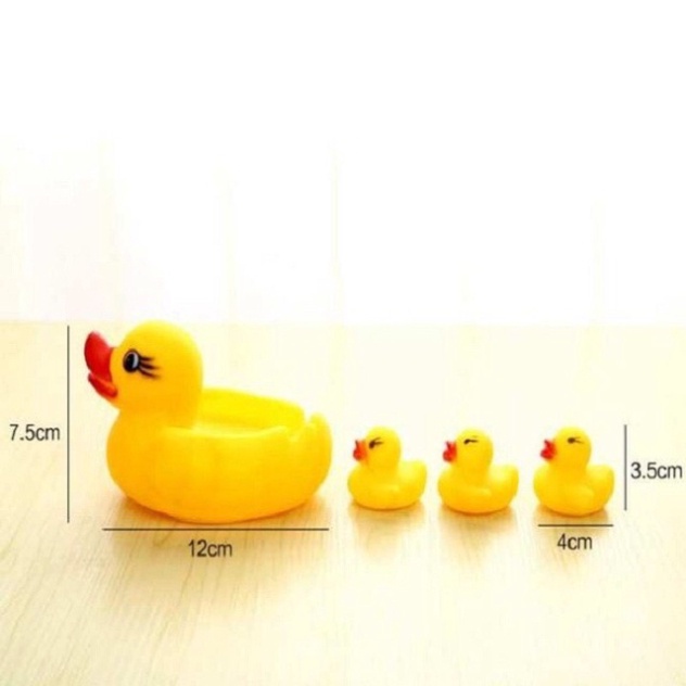 Vịt Thả Bồn Tắm 1 Mẹ 3 Con Kêu Chip Chip, Vừa Làm Đồ Chơi An Toàn Cho Bé