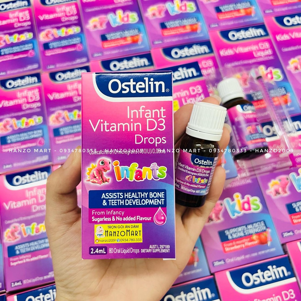 Ostelin D3 Drop 2,4ml( 0m+) &amp; 20ml( 6m+) bổ sung vitamin D3 cho bé sơ sinh từ 0 tháng tuổi