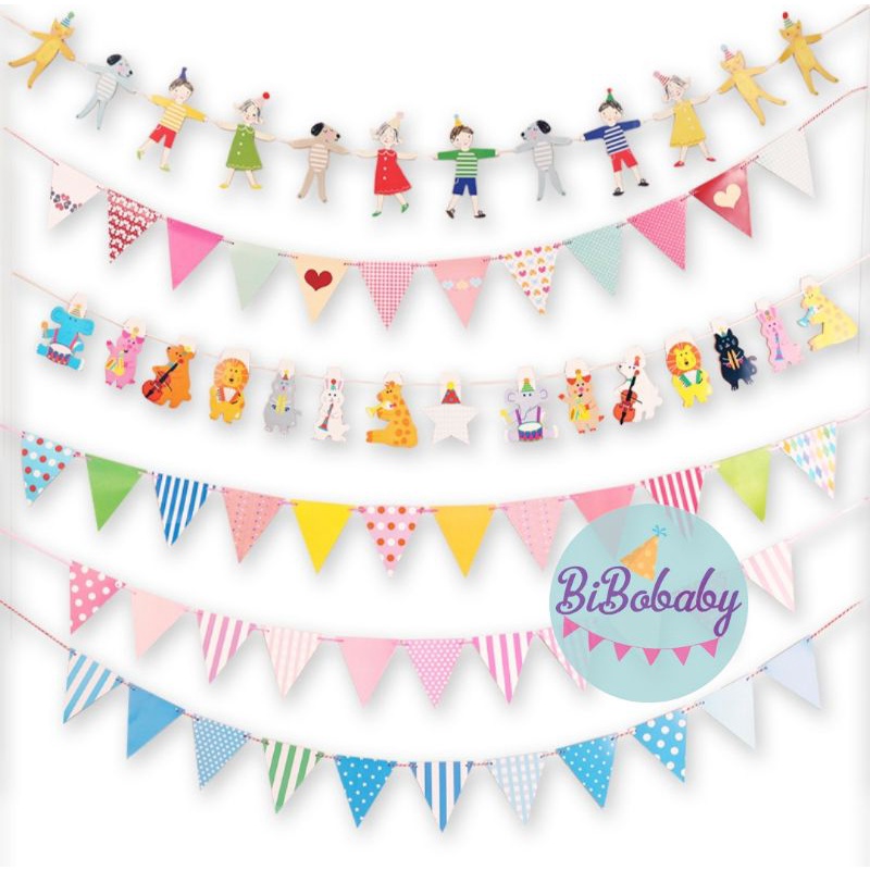 Dây cờ tam giác sắc màu, dây treo thú, dây em bé - BiBo baby