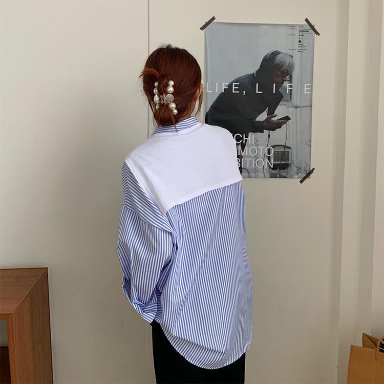 Áo Sơ Mi Tay Dài Dáng Rộng Họa Tiết Kẻ Sọc Phong Cách Hồng Kông Cổ Điển Thời Trang 2022 Mới Cho Nữ