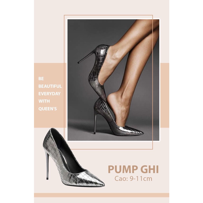 GIÀY CAO GÓT pump ghi, chất nhập khẩu, tông màu ghi sang trọng, cao 7-9-11cm