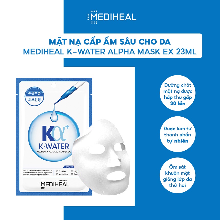 [Nhập mã COSMH22 giảm 8%] Mặt Nạ Cấp Ẩm Sâu Cho Da Mediheal K-water Alpha Mask EX 23ml [K76]