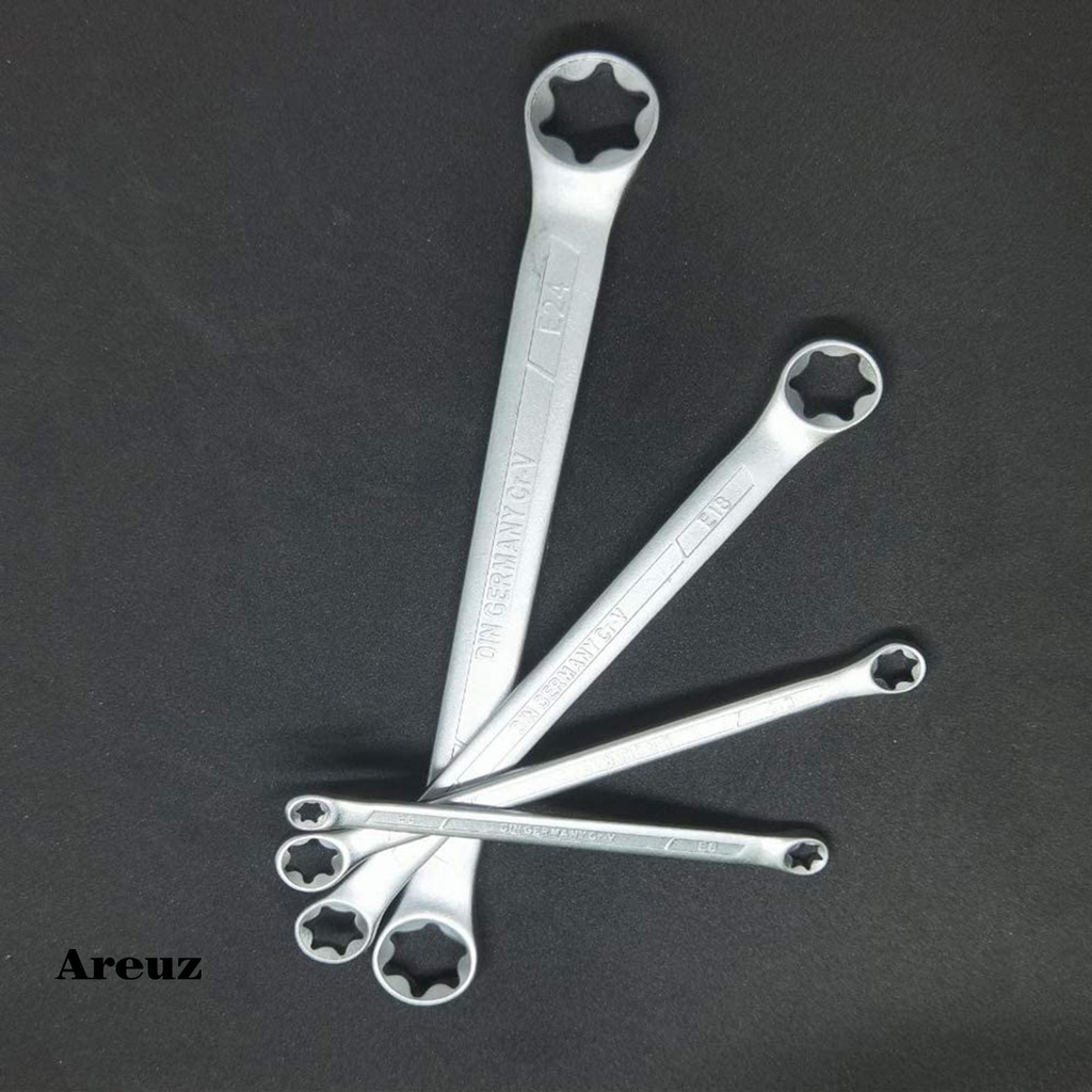 Areuz 4Pcs E6-E24mm Wrench Group E-type High Torque Chromium Vanadium Steel Dual-head Torx Spanners for Equipment Repair