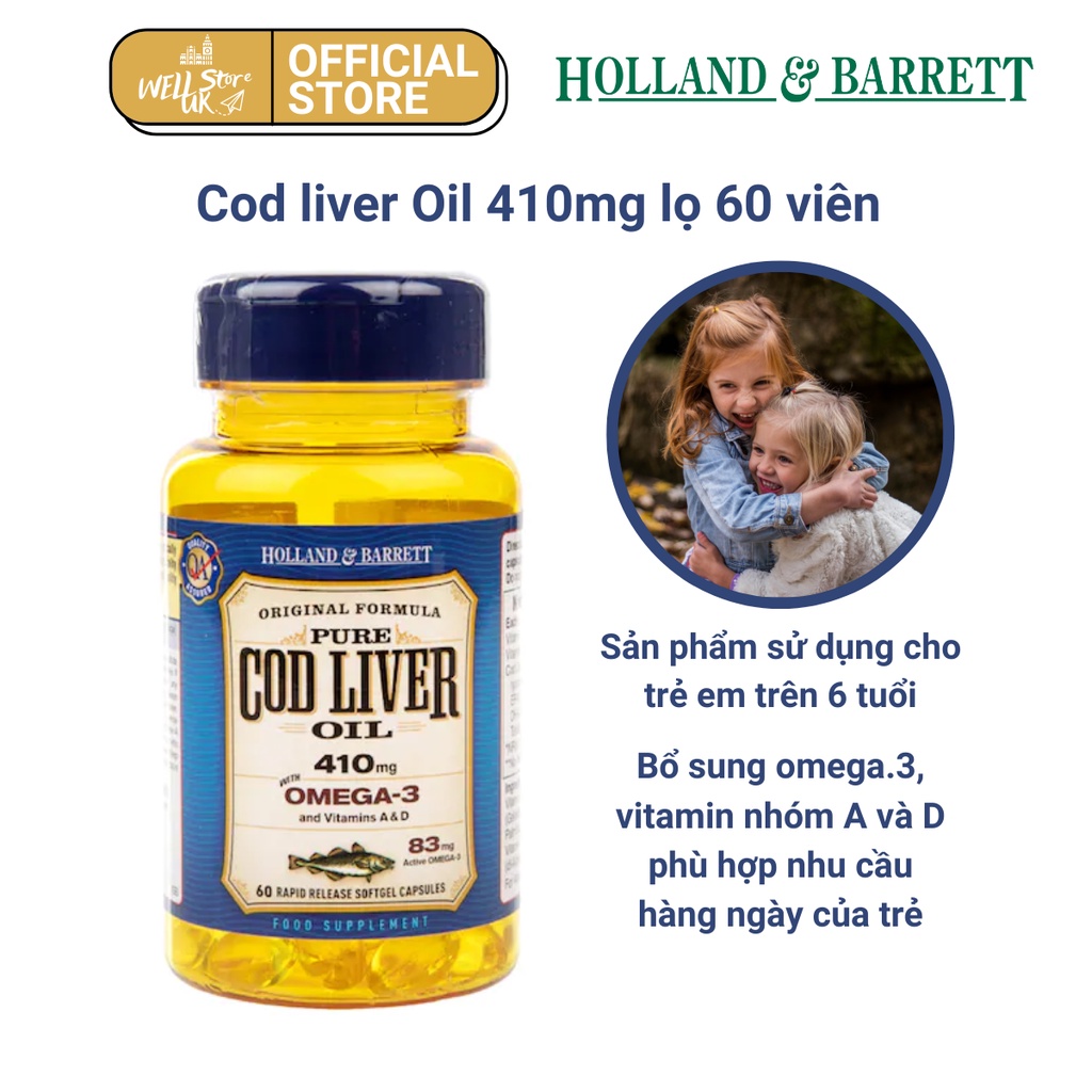 [Size mini] Viên dầu cá tuyết Codliver oil 410mg lọ 60 viên