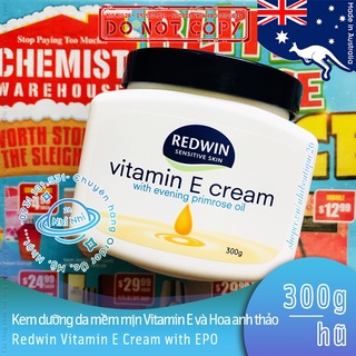 🌼CÓ BILL CW🌼 Kem dưỡng da mềm mịn Vitamin E và Hoa anh thảo Redwin 300g 🌼Chuẩn Chemist Warehouse 🌼