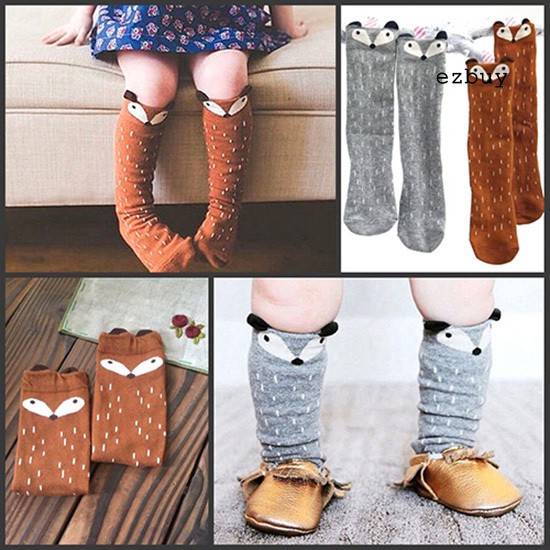 Tất Đầu Gối Chất Cotton Hoạ Tiết Chú Cáo Cho Bé Gái