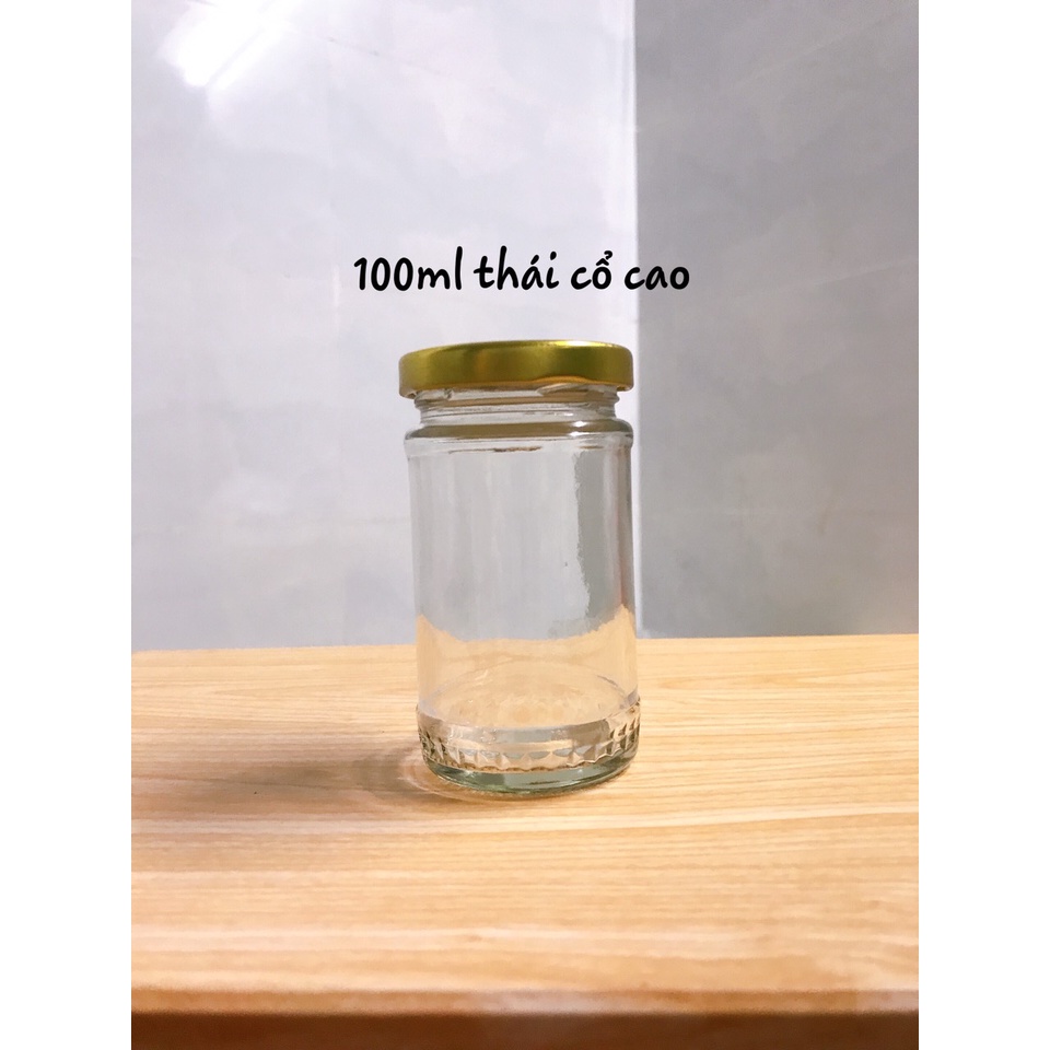 Hũ thủy tinh 100ml chưng yến, nắp thiếc, đựng gia vị