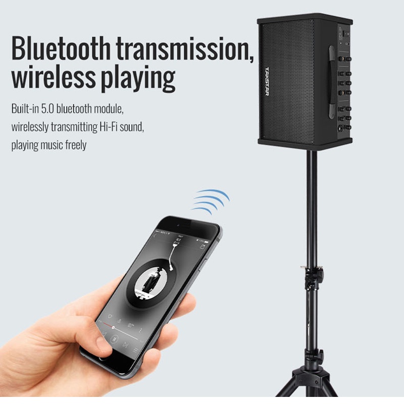 Loa Kéo Bluetooth Hát Karaoke Di Động, Công Suất 40w, Có Reverb, Delay, Loa 6.5 Inch Takstar OPS-25 - Hàng Chính Hãng