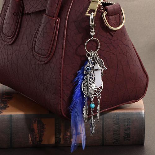 Móc chìa khoá hình Dreamcatcher bằng hợp kim mạ bạc dài 16cm phong cách Bohemia đáng yêu cho nữ