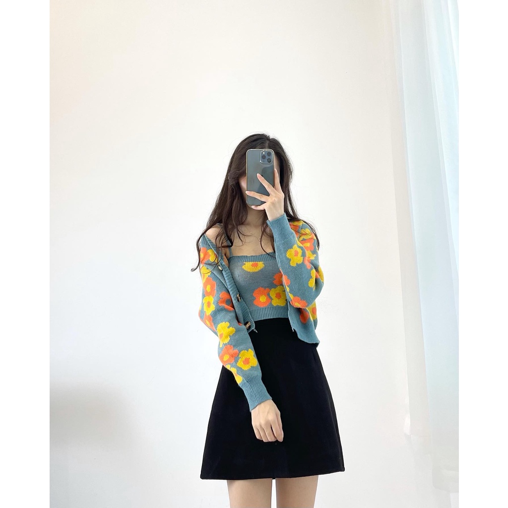 (FREESHIP) set áo len hoa xanh miho.house