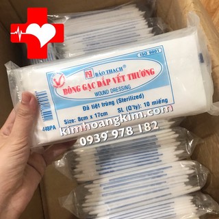 Bông gạc đắp vết thương Bảo Thạch tiệt trùng từng miếng (bịch 10 miếng)