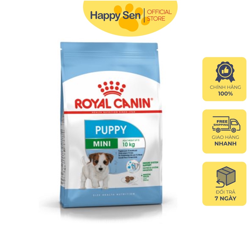 Hạt cho chó con ROYAL CANIN MINI PUPPY - Chó con 2 - 10 tháng tuổi, size Mini dưới 10Kg - Túi 800g - HAPPY SEN