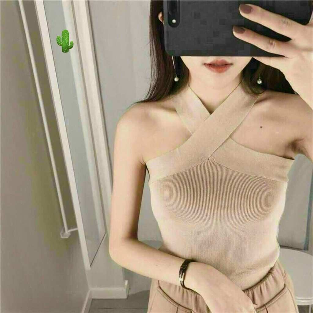 Áo croptop nữ 2 dây chéo trơn ôm 3 màu cực đẹp cho cô nàng năng động oa