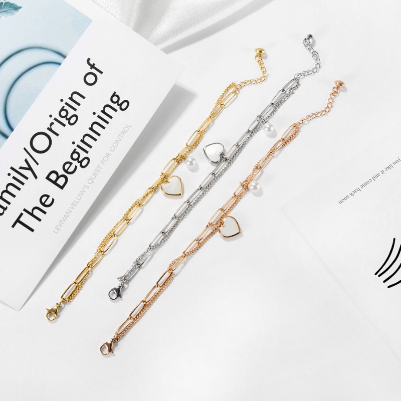 Lắc Tay 2 Tầng Trái Tim Titan Ko Han Rỉ TT 3843