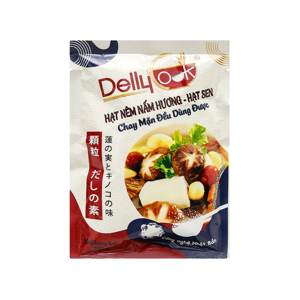 Hạt nêm chay nấm hương, hạt sen Delly Cook gói 200g