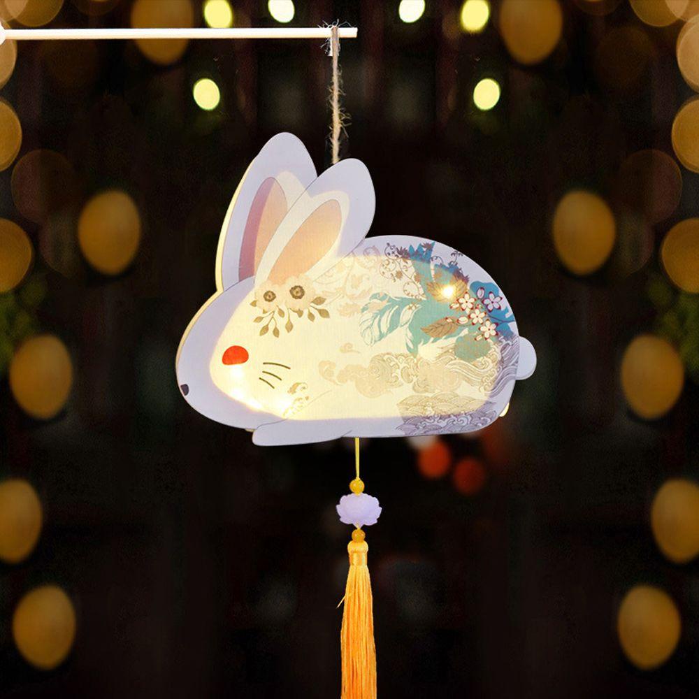 YIYU Lồng Đèn Treo Bằng Gỗ Hình Thỏ Dễ Thương Phong Cách Trung Hoa